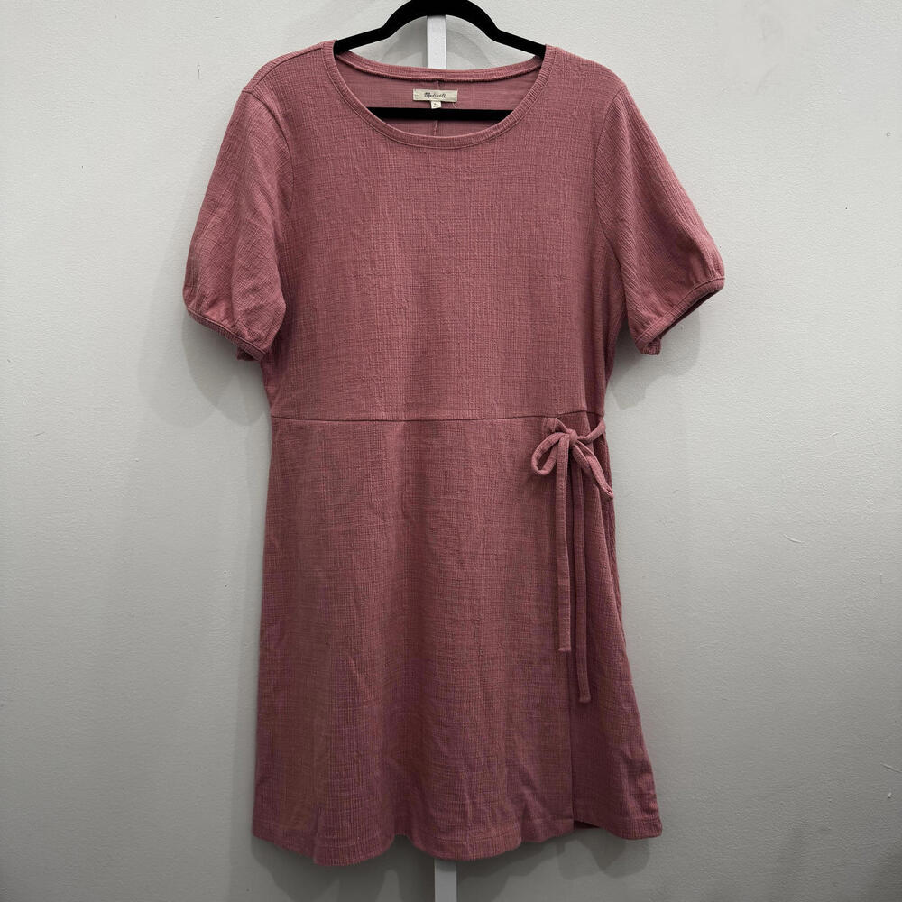 Madewell Pink Short Sleeve Dress with Side Tie - Picture 1 of 4